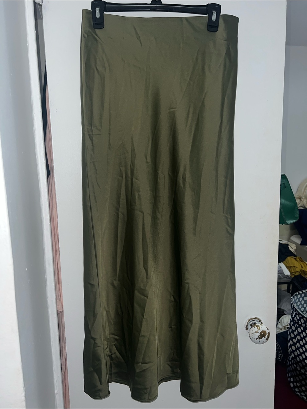H&M Olive Green Maxi Bias Skirt